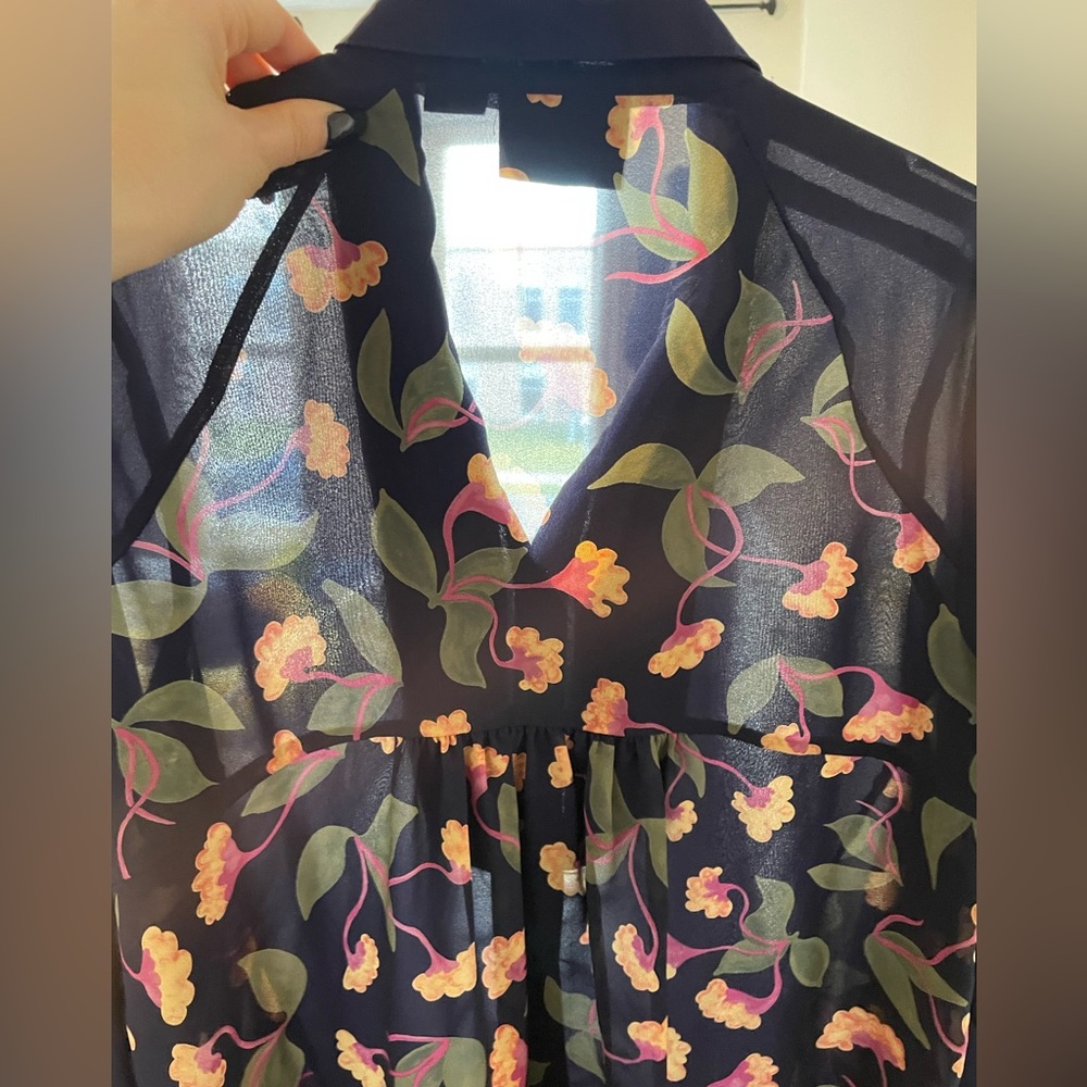 NWT Maeve button up sheer unique shirt